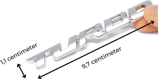 Auto Embleem Turbo - Zilver Chroom - Zelfklevende Badge - Sport Logo - universeel/alle automerken - voor Achterklep - Auto Accessoires