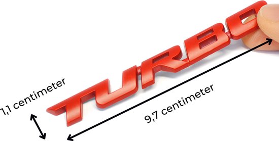 Auto Embleem Turbo - Glossy Rood - Zelfklevende Badge - Sport Logo - universeel/alle automerken - voor Achterklep - Auto Accessoires