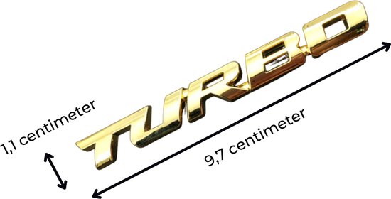 Auto Embleem Turbo - Glossy Goud - Zelfklevende Badge - Sport Logo - voor Achterklep - Auto Accessoires