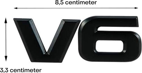 Auto Embleem V6 Zwart - Zelfklevende Badge - V6 Embleem - universeel/alle automerken -  voor Achterklep - Auto Accessoires