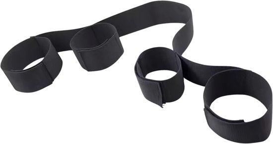 BDSM Bondage Harnas - Zwart, Stevig en Verstelbaar - Handboeien en Enkelbanden - Sexy Lingerie voor Dames en Heren - One Size