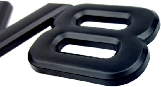 Auto Embleem V8 Zwart - Zelfklevende Badge - V8 Embleem - universeel/alle automerken - voor Achterklep - Auto Accessoires