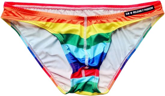 Sexy Heren Regenboog Zwembroek - Regenboog Kleuren LHBTQIA + - Mannen Zwembroek - Thong Swimwear - Ondergoed - Maat XL