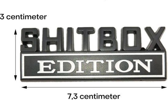 Auto Embleem Shitbox Edition - Zwart Wit - Zelfklevende Badge - Embleem - universeel/alle automerken - Logo - Auto Accessoires