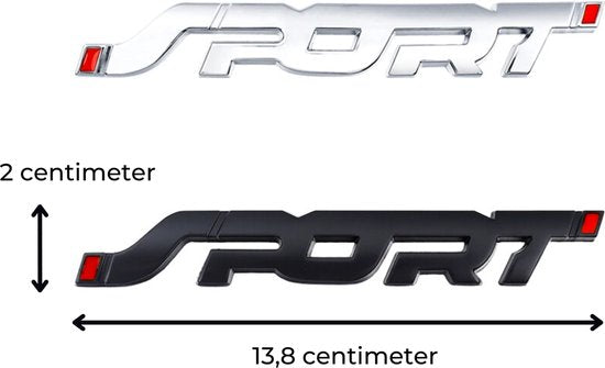 Auto Embleem Sport - Zwart - Zelfklevende Badge - Sport Logo - universeel/alle automerken - voor Achterklep - Auto Accessoires