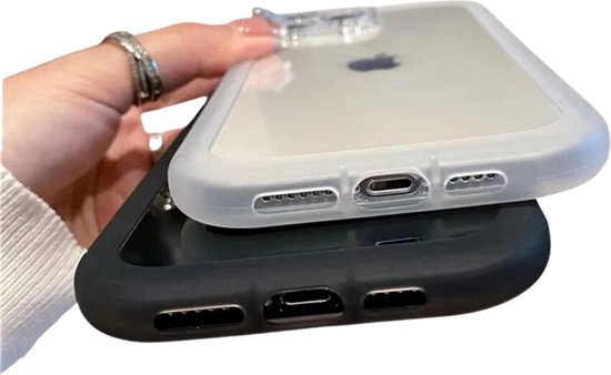 Shockproof Hoesje Geschikt voor Apple iPhone 15 Pro - Zwart Transparant - Stevige Shockproof Case met Camera Bescherming - Backcover - Telefoonhoesje