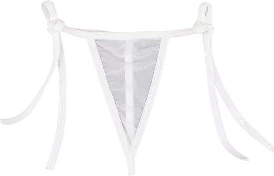 Sexy Dames Lingerieset – Wit - Mini Lingerie Set – Tweedelige Lingerie Set - Halter Bralette Zonder Beugel - Micro String - Met Verstelbare Bandjes - Ondergoed Voor Vrouwen - Maat M