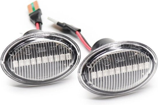 Dynamische LED Richtingaanwijzers (Helder) - Geschikt voor Fiat 500 / Abarth 500 & 595 / Ford KA - Plug & Play Knipperlichten Zijkant -  Set van 2 Knipperlichten met LED streep - Flowing Water Effect - Auto Acessoires