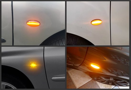 Dynamische LED Richtingaanwijzers (Helder) - Geschikt voor Toyota Aygo / Citroën C1 / C2 / C3 / C4 / C5 / C6 / Peugeot 107 / 108 / 1007 - Plug & Play Knipperlichten Zijkant -  Set van 2 Knipperlichten met LED streep - Flowing Water Effect
