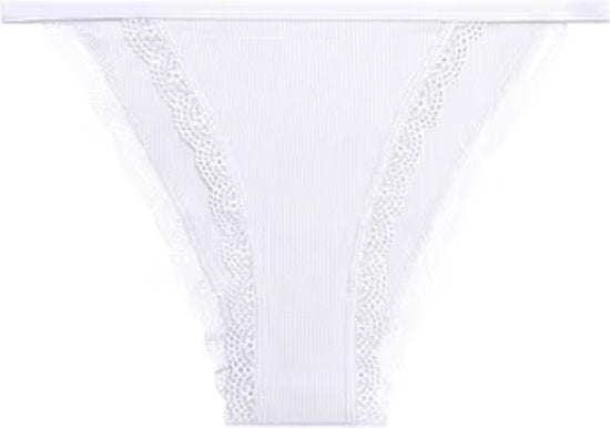 Sexy Dames Slip - Wit - Dunne Tailleband - Onderbroek 95% Katoen - Dames Lingerie / Ondergoed Set - Maat S