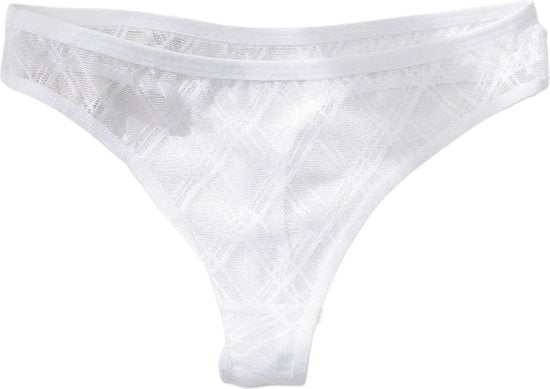 Luxe Dames String - Transparant - Wit - Patroon - Dames Lingerie / Ondergoed - Maat L