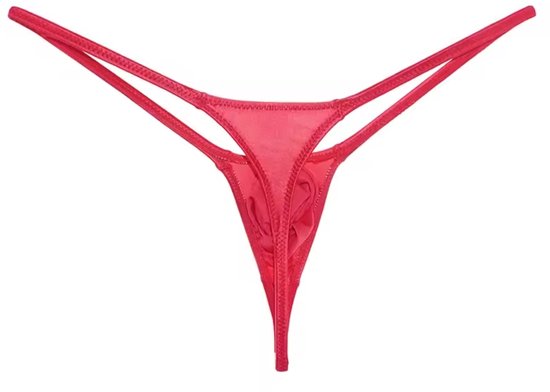 Heren Satijnen G-String – Zwart - Sexy Pouch Ondergoed – Glanzend Satijn - Lage Taille en Hoge Elasticiteit – Onderbroek / Slip - Mannen Lingerie - Maat M