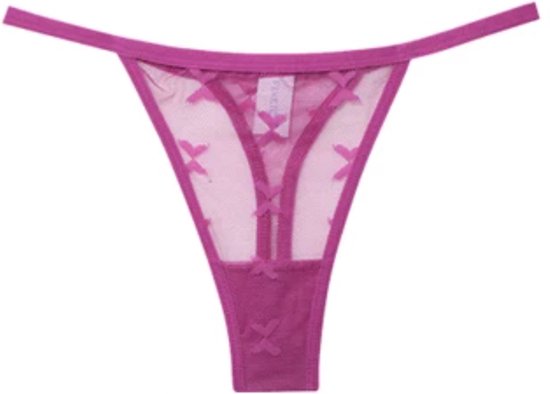 Luxe Dames String - Transparant - Roze - Maat M