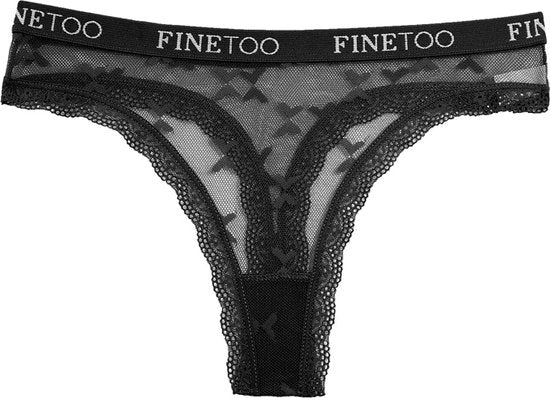 Sexy Dames String - Transparant - Zwart - Dames Lingerie / Ondergoed Set - Maat M