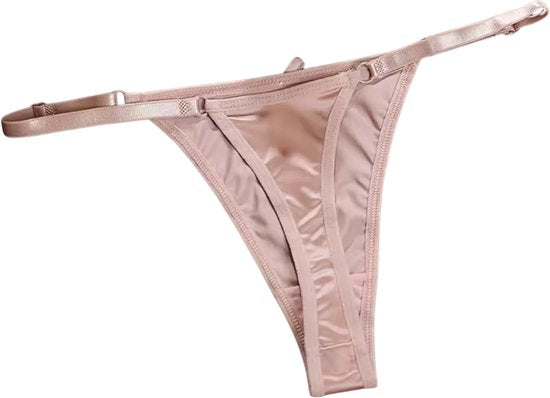 Sexy Satijnen String met Strik - Roze - Schattig - Satijn & Strikje - Dames Onderbroek - Lingerie / Ondergoed - Maat S