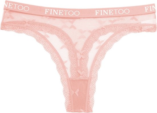 Sexy Dames String - Transparant - Lichtroze - Roze Dames Lingerie / Ondergoed Set - Maat M