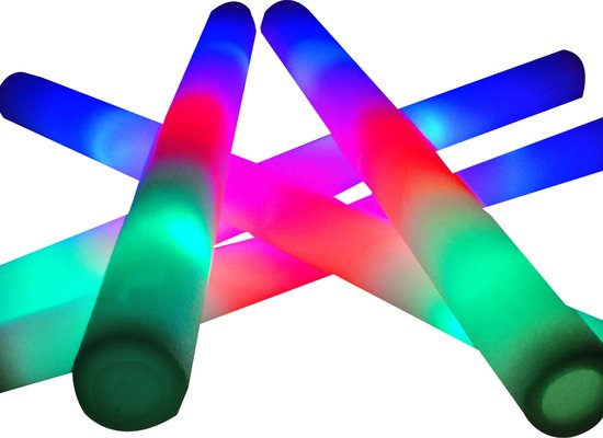 LED foam sticks - Lichtstaaf - Verjaardag- Bruiloft Huwelijk - sticks - Multicolour - 12 stuk