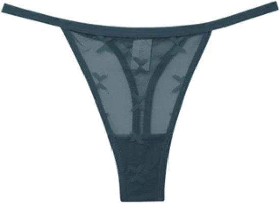 Luxe Dames String - Transparant - Groen - Maat S