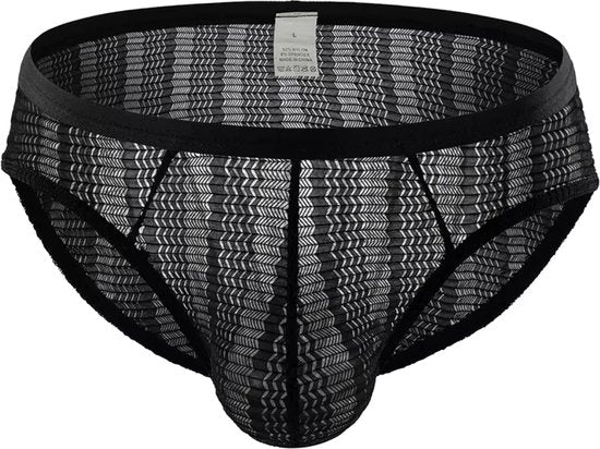 Heren Slip Kant - Slip Doorzichtig Zwart - Sexy Kanten Design - One Size - Mannen Onderbroek - Ondergoed Maat XL