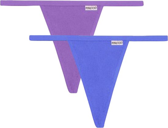 [EOL] 2 Pack - Sexy Dames String - Paars & Blauw - Dunne Tailleband - Dames Lingerie / Ondergoed Set - Maat L