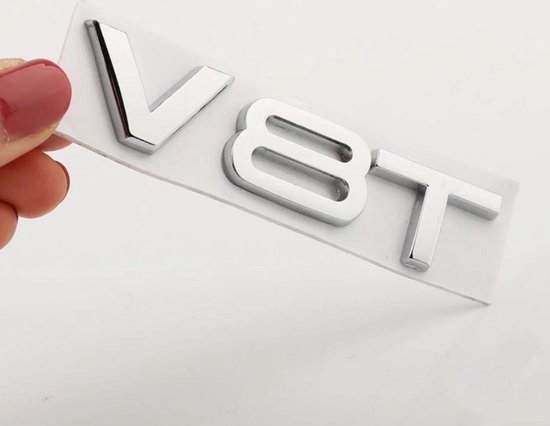 Auto Embleem V8T - Zelfklevende Badge - V8 Logo - universeel/alle automerken - Auto Accessoires
