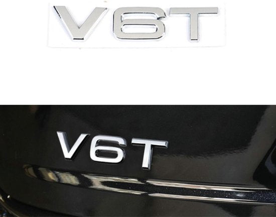 Auto Embleem V6T - Zelfklevende Badge - V6 Logo - universeel/alle automerken - Auto Accessoires