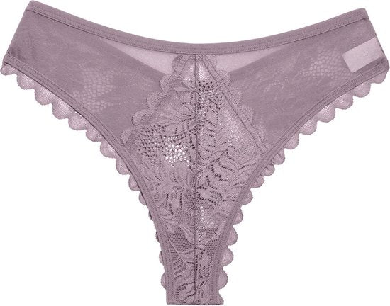 3 Pack - Sexy Brazilian Dames String - Kant - Groen, Nude en Zwart - Dames Lingerie / Ondergoed Set - Maat L