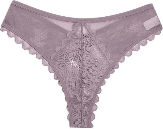 Sexy Brazilian Dames String - Kant - Nude - Dames Lingerie / Ondergoed - Maat XL