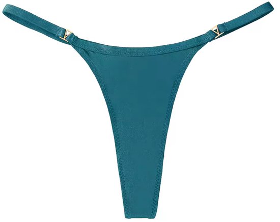 Set van 4 - Sexy Dames Strings - Groenblauw, Groen, Blauw en Zwart - G-String - Comfortabel Ondergoed - Lingerie Voor Vrouwen - Onderbroek / String / Slip - Maat L
