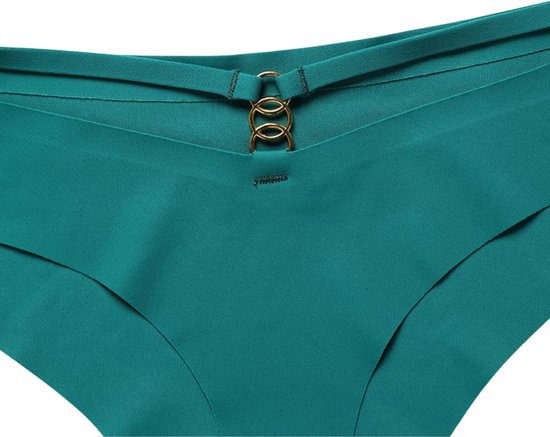 Naadloze Dames String - Bruin - Dubbele Bandjes - Naadloos / Seamless Ondergoed - Comfortabele en Sexy Lingerie - Brazilian / Slip / Onderbroek - Maat 2XL
