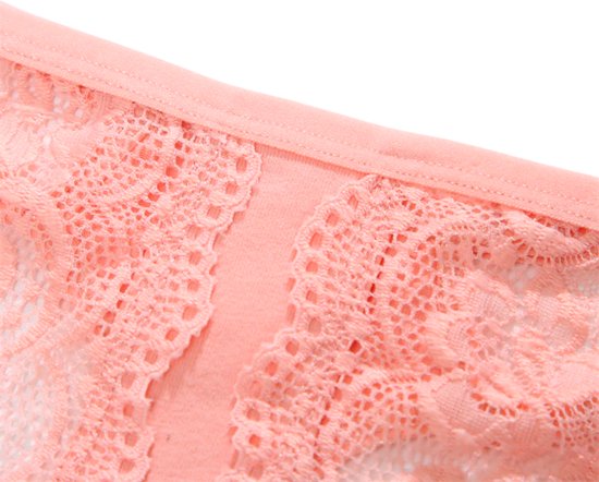 [EOL] Sexy Dames String met Kant - 3 Pack met Grijs, Rood & Roze - Vrouwen Lingerie / Ondergoed Set - Maat M