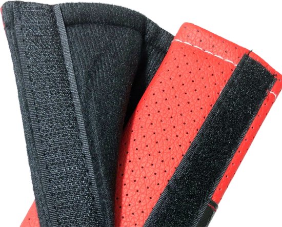 Luxe Gordel Covers - Set van 2 Gordelhoezen - Rood Leather Look - Zachte Gordel Hoes Beschermer - Ook voor Kinderen - Geschikt voor alle automerken/ universeel  - Auto Accessoires - Gordelhoes Gordelbeschermer