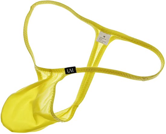 Heren String Geel - Dunne T String - Sexy Design - Mannen Onderbroek - Lingerie Voor Mannen - Ondergoed Maat XXL