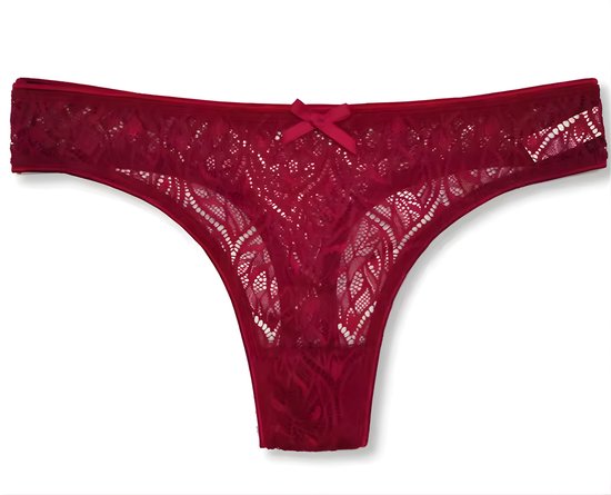 5 Pack - Kanten Strings Met Sexy Patroon – Plus Size – Verleidelijk en Comfortabel Dames Ondergoed - 2x Zwart, 2x Blauw en Rood - Onderbroeken / Slips Voor Vrouwen - Maat 4XL
