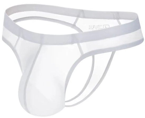 Heren String Transparant  - G-String Doorzichtig Wit - Sexy Mesh Design - Mannen Onderbroek - Lingerie Voor Mannen - Ondergoed Maat M