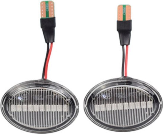 Dynamische LED Richtingaanwijzers (Helder) - Geschikt voor Fiat 500 / Abarth 500 & 595 / Ford KA - Plug & Play Knipperlichten Zijkant -  Set van 2 Knipperlichten met LED streep - Flowing Water Effect - Auto Acessoires