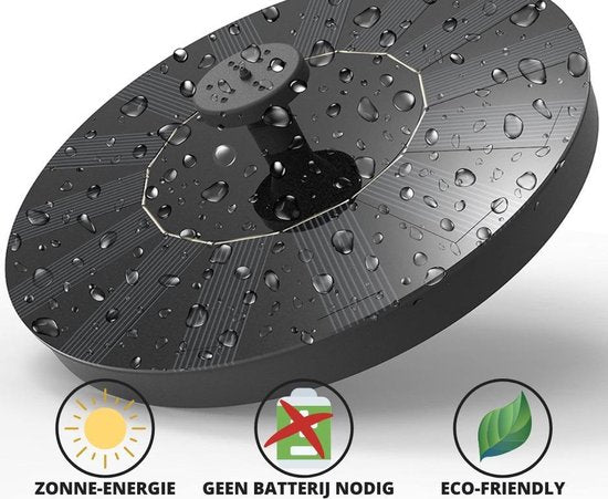 Solar Fontein - met een diameter van ca 16 cm – werkt op Zonne-energie - voor in de tuin of op balkon – geschikt voor in een vijver of waterschaal - drijvende fontein zonder snoer - alleen voor buiten