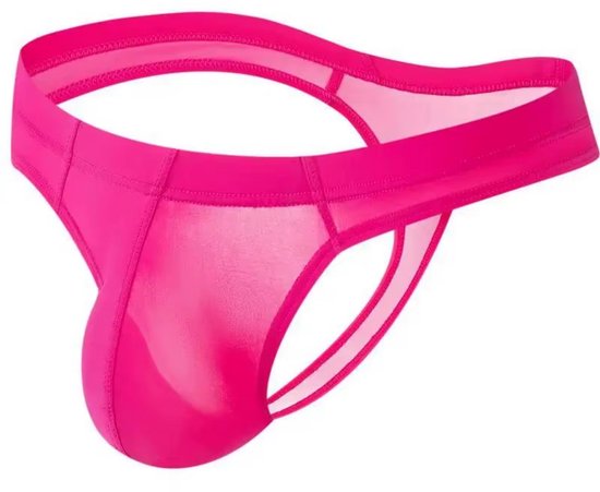 Heren String Transparant - G-String Doorzichtig Roze - Sexy Mesh Design - Mannen Onderbroek - Lingerie Voor Mannen - Ondergoed Maat XL