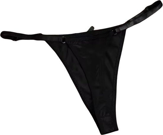 Sexy Satijnen String met Strik - Zwart - Schattig - Satijn & Strikje - Dames Onderbroek - Lingerie / Ondergoed - Maat L