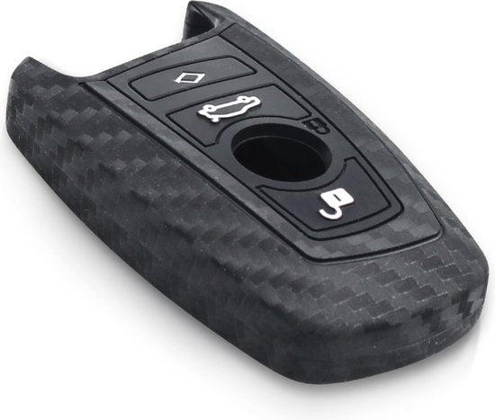 Zachte Carbon Sleutelcover met Knoppen - Sleutelhoesje Geschikt voor BMW 1 serie / 3 serie / 5 Serie / 7 Serie / X1 / X3 / X4 / X5 / F20 / F30 / F31 / F34 / M - Siliconen Materiaal - Sleutel Hoesje Cover - Auto Accessoires