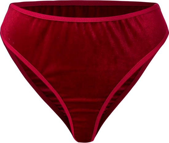 Sexy Kerstjurkje Dames - Kerstpakje - 3 Delig met Jurkje, String en Riem - Rood met Witte Dons - Kerst Lingerie - Erotische Kerst Outfit - Kerstvrouw - Kant - Maat L