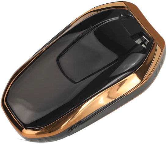 Zachte TPU Sleutelcover - Sleutelhoesje Geschikt voor Peugeot 208 / 308 / 408 / 508 / 2008 / 3008 / 4008 / 5008 / Citroën C3 / C4 / C6 / C8 / Cactus - Zwart met Goud - Key Cover - Auto Accessoires