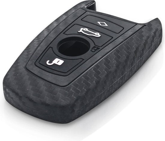 Zachte Carbon Sleutelcover met Knoppen - Sleutelhoesje Geschikt voor BMW 1 serie / 3 serie / 5 Serie / 7 Serie / X1 / X3 / X4 / X5 / F20 / F30 / F31 / F34 / M - Siliconen Materiaal - Sleutel Hoesje Cover - Auto Accessoires