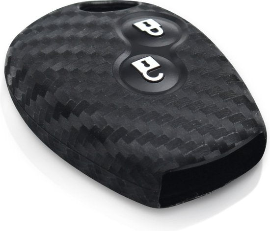 Zachte Carbon Sleutelcover met Knoppen - Sleutelhoesje Geschikt voor Renault Clio / Twingo / Modus / Kangoo / Laguna / Dacia Logan / Duster / Sandero - Siliconen Materiaal - Sleutel Hoesje Cover - Auto Accessoires