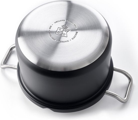 BK Q-linair Master Black kookpannenset - 4-delig - veilig afgietsysteem - inc. RVS deksel - inductie