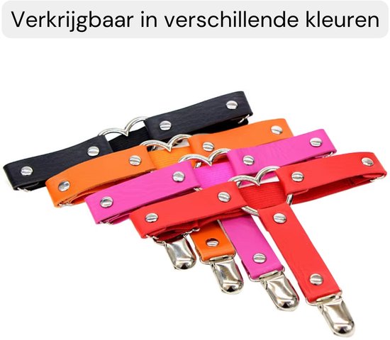 Sexy Garter Belt voor Dames – Roze Kunstleer - Hartje - Bovenbeen Strap met Hart – Erotisch Kousenband Harnas - Jarrettel - Hold Up Kousen - One Size