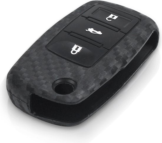 Zachte Carbon Sleutelcover met Knoppen - Sleutelhoesje Geschikt voor Volkswagen Golf / Polo / Tiguan / Up / Passat / Seat Leon / Skoda Citigo - Siliconen Materiaal - Sleutel Hoesje Cover - Auto Accessoires