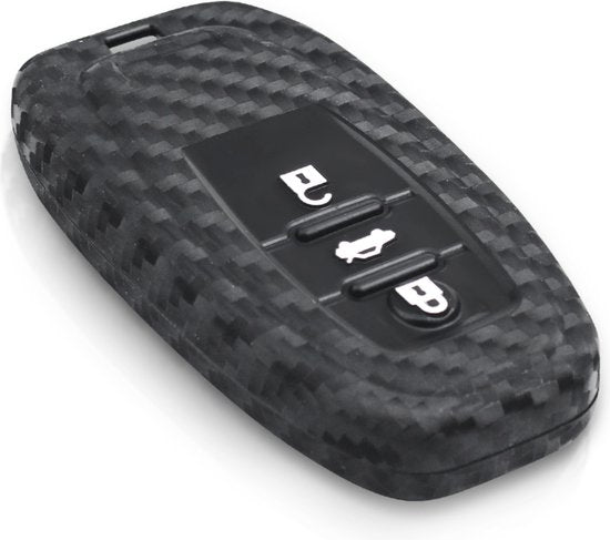 Zachte Carbon Sleutelcover met Knoppen - Sleutelhoesje Geschikt voor Audi A5 / A6 / A7 / A8 / Q5 / Q7 / Q8 / E-Tron / S5 / S6 / RS6 - Siliconen Materiaal - Sleutel Hoesje Cover - Auto Accessoires