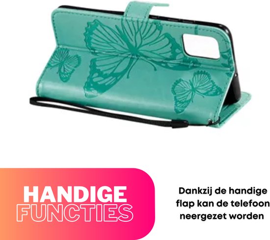 Hoesje Vlinders Groen  - Geschikt voor Apple iPhone 11 - Portemonnee Book Case - Boekje Met Kaarthouder / Pasjeshouder en Magneetsluiting - Booklet Beschermhoes - Boekhoesje met Draagkoord