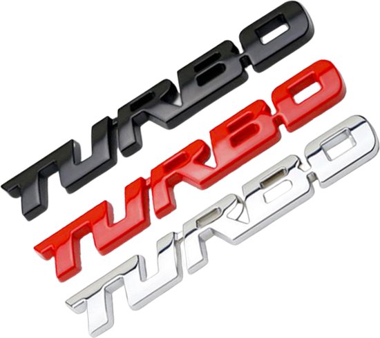 Auto Embleem Turbo - Glossy Zwart - Zelfklevende Badge - Sport Logo - universeel/alle automerken - voor Achterklep - Auto Accessoires